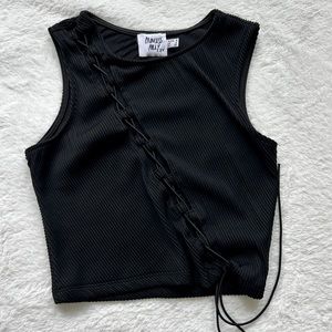 Princess Polly lacing-detail cut-out black top